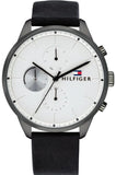 Tommy Hilfiger Lexor Silver Dial Black Leather Strap Watch For Men - 1791489 Authentic Buy Shop Now