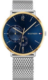 Tommy Hilfiger Brooklyn Quartz Blue Dial Silver Mesh Bracelet Watch for Men - 1791505 Authentic Buy Shop Now