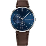Tommy Hilfiger Cooper Blue Dial Brown Leather Strap Watch for Men - 1791508 Authentic Buy Shop Now