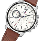 Tommy Hilfiger Landon Chronograph White Dial Brown Leather Strap Watch for Men - 1791531 Authentic Buy Shop Now