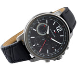 Tommy Hilfiger London Chronograph Grey Dial Black Leather Strap Watch for Men - 1791533 Authentic Buy Shop Now
