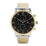 Tommy Hilfiger Decker Chronograph Black Dial Two Tone Steel Strap Watch for Men - 1791559 Authentic Buy Shop Now