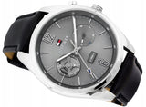 Tommy Hilfiger Deacan Grey Dial Black Leather Strap Watch for Men - 1791548 Authentic Buy Shop Now