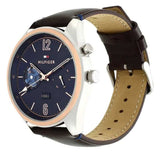 Tommy Hilfiger Deacan Blue Dial Brown Leather Strap Watch for Men - 1791549 Authentic Buy Shop Now