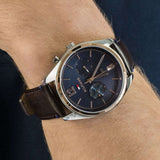 Tommy Hilfiger Deacan Blue Dial Brown Leather Strap Watch for Men - 1791549 Authentic Buy Shop Now