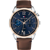Tommy Hilfiger Deacan Blue Dial Brown Leather Strap Watch for Men - 1791549 Authentic Buy Shop Now