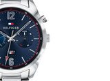 Tommy Hilfiger Deacan Blue Dial Silver Steel Strap Watch for Men - 1791551 Authentic Buy Shop Now