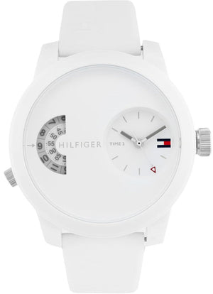 Tommy Hilfiger Denim White Dial White Rubber Strap Watch for Men - 1791558 Authentic Buy Shop Now