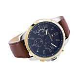 Tommy Hilfiger Decker Blue Dial Brown Leather Strap Watch for Men - 1791561 Authentic Buy Shop Now