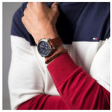 Tommy Hilfiger Spencer Blue Dial Brown Leather Strap Watch for Men - 1791642 Authentic Buy Shop Now