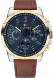Tommy Hilfiger Decker Blue Dial Brown Leather Strap Watch for Men - 1791561 Authentic Buy Shop Now