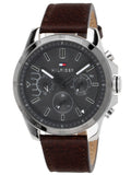 Tommy Hilfiger Decker Grey Dial Brown Leather Strap Watch for Men - 1791562 Authentic Buy Shop Now