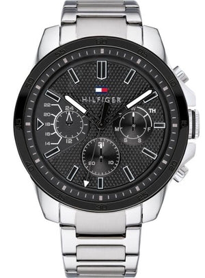 Tommy Hilfiger Iconic Quartz Black Dial Silver Steel Strap Watch for Men - 1791564 Authentic Buy Shop Now