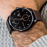 Tommy Hilfiger Chase Quartz Black Dial Brown Leather Strap Watch for Men - 1791577 Authentic Buy Shop Now