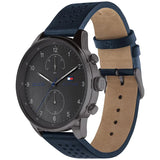 Tommy Hilfiger Chase Grey Dial Blue Leather Strap Watch for Men - 1791578 Authentic Buy Shop Now