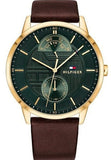 Tommy Hilfiger Hunter Green Dial Brown Leather Strap Watch for Men - 1791607 Authentic Buy Shop Now