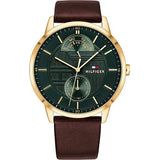Tommy Hilfiger Hunter Green Dial Brown Leather Strap Watch for Men - 1791607 Authentic Buy Shop Now