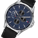 Tommy Hilfiger Shawn Multifunction Quartz Blue Dial Black Leather Strap Watch for Men - 1791616 Authentic Buy Shop Now