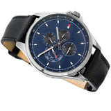 Tommy Hilfiger Shawn Multifunction Quartz Blue Dial Black Leather Strap Watch for Men - 1791616 Authentic Buy Shop Now