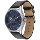 Tommy Hilfiger Shawn Multifunction Quartz Blue Dial Black Leather Strap Watch for Men - 1791616 Authentic Buy Shop Now