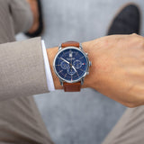 Tommy Hilfiger Kyle Multifunction Blue Dial Brown Leather Strap Watch for Men - 1791629 Authentic Buy Shop Now