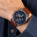 Tommy Hilfiger Kyle Multifunction Blue Dial Brown Leather Strap Watch for Men - 1791629 Authentic Buy Shop Now