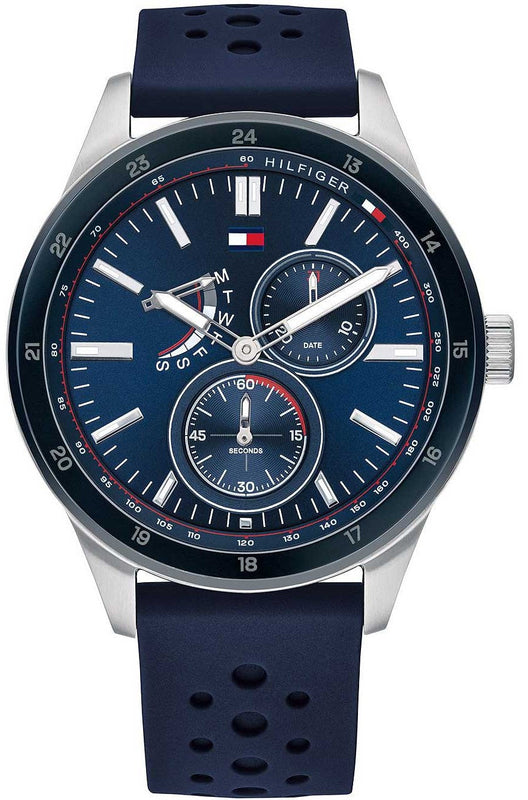 Tommy Hilfiger Austin Quartz Blue Dial Blue Rubber Strap Watch for Men - 1791635 Authentic Buy Shop Now