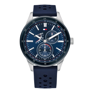Tommy Hilfiger Austin Quartz Blue Dial Blue Rubber Strap Watch for Men - 1791635 Authentic Buy Shop Now