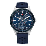 Tommy Hilfiger Austin Quartz Blue Dial Blue Rubber Strap Watch for Men - 1791635 Authentic Buy Shop Now