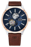 Tommy Hilfiger Spencer Blue Dial Brown Leather Strap Watch for Men - 1791642 Authentic Buy Shop Now