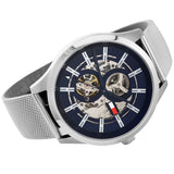 Tommy Hilfiger Spencer Skeleton Black Dial Silver Mesh Bracelet Watch for Men - 1791643 Authentic Buy Shop Now