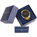 Tommy Hilfiger West Chronograph Quartz Black Dial Gold Steel Strap Watch For Men - 1791708 Authentic Buy Shop Now