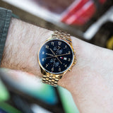 Tommy Hilfiger West Chronograph Quartz Black Dial Gold Steel Strap Watch For Men - 1791708 Authentic Buy Shop Now