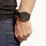 Tommy Hilfiger West Chronograph Black Dial Black Leather Strap Watch For Men - 1791711 Authentic Buy Shop Now