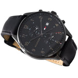 Tommy Hilfiger West Chronograph Black Dial Black Leather Strap Watch For Men - 1791711 Authentic Buy Shop Now