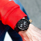 Tommy Hilfiger West Chronograph Black Dial Black Leather Strap Watch For Men - 1791711 Authentic Buy Shop Now
