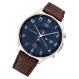 Tommy Hilfiger West Chronograph Blue Dial Brown Leather Strap Watch For Men - 1791712 Authentic Buy Shop Now