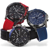 Tommy Hilfiger Multifunction Quartz Black Dial Red Rubber Strap Watch for Men - 1791722 Authentic Buy Shop Now
