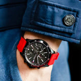 Tommy Hilfiger Multifunction Quartz Black Dial Red Rubber Strap Watch for Men - 1791722 Authentic Buy Shop Now