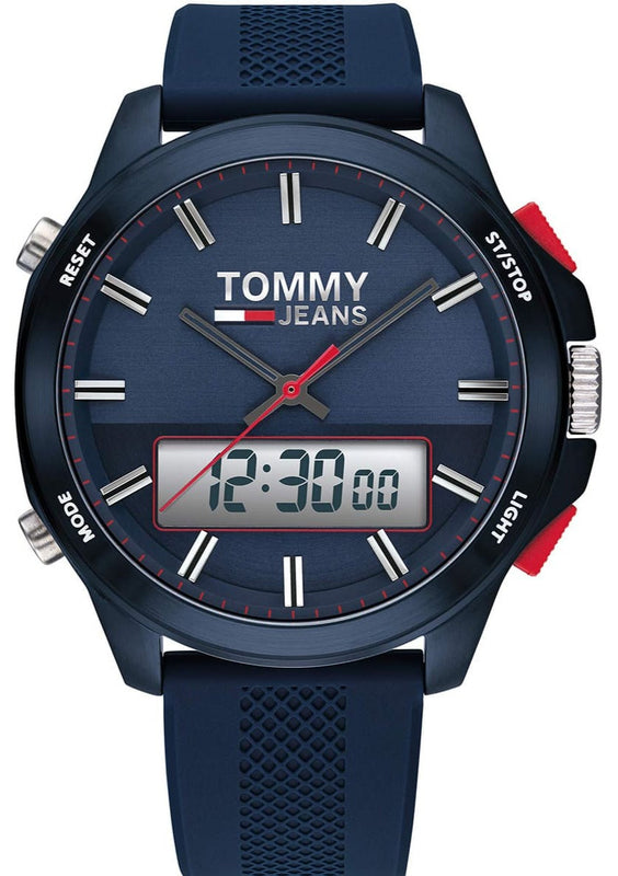 Tommy Hilfiger Digital Analog Blue Dial Blue Rubber Strap Watch For Men - 1791761 Authentic Buy Shop Now
