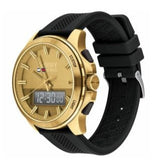 Tommy Hilfiger Jeans Digital Analog Gold Dial Black Rubber Strap Watch For Women - 1791762 Authentic Buy Shop Now