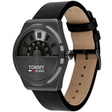 Tommy Hilfiger Monogram Pop Quartz Black Dial Black Leather Strap Watch For Men - 1791773 Authentic Buy Shop Now
