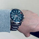 Tommy Hilfiger Mason Quartz Blue Dial Silver Steel Strap Watch for Men - 1791788 Authentic Buy Shop Now