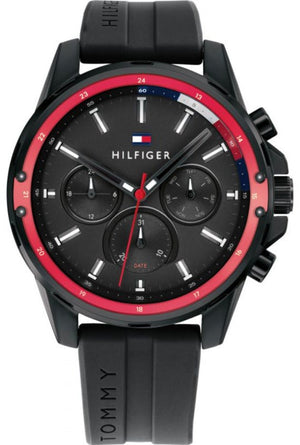 Tommy Hilfiger Mason Black Dial Black Rubber Strap Watch for Men - 1791793 Authentic Buy Shop Now