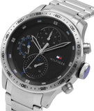 Tommy Hilfiger Trent Quartz Black Dial Silver Steel Strap Watch For Men - 1791805 Authentic Buy Shop Now