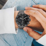 Tommy Hilfiger Trent Chronograph Grey Dial Grey Steel Strap Watch For Men - 1791806 Authentic Buy Shop Now