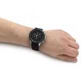 Tommy Hilfiger Trent Chronograph Quartz Black Dial Black Leather Strap Watch For Men - 1791810 Authentic Buy Shop Now