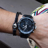 Tommy Hilfiger Trent Chronograph Quartz Black Dial Black Leather Strap Watch For Men - 1791810 Authentic Buy Shop Now