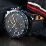 Tommy Hilfiger Parker Chronograph Quartz Blue Dial Blue Leather Strap Watch For Men - 1791839 Authentic Buy Shop Now