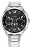 Tommy Hilfiger Asher Chronograph Black Dial Silver Steel Strap Watch For Men - 1791852 Authentic Buy Shop Now